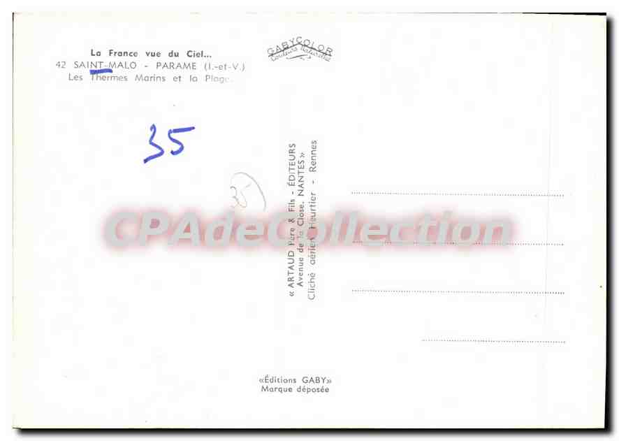 Saint-Malo - Parame — Los Termas Marinas y la Playa — Ediciones GABY, Rennes — Reverso