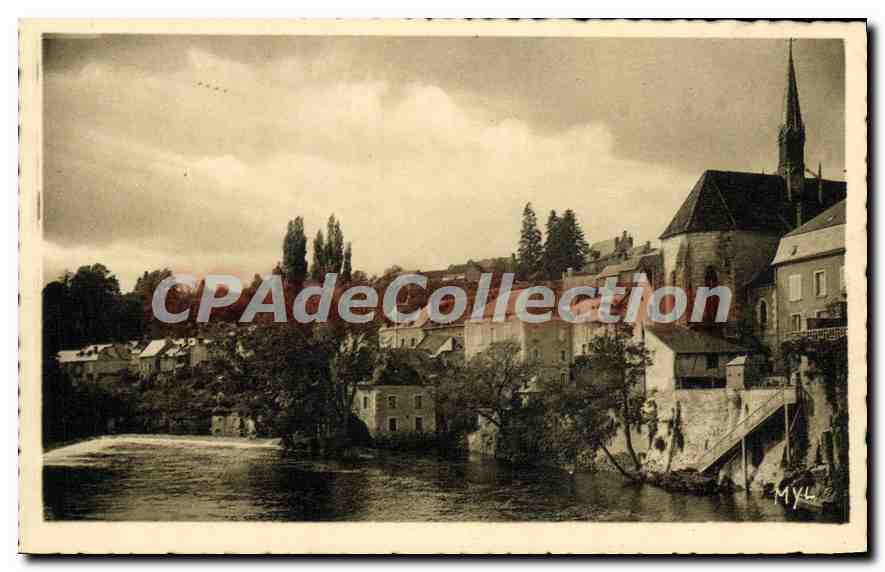 Argenton (Indre) — Church of Saint-Benoît and banks of the Creuse — F. Millet, Limoges