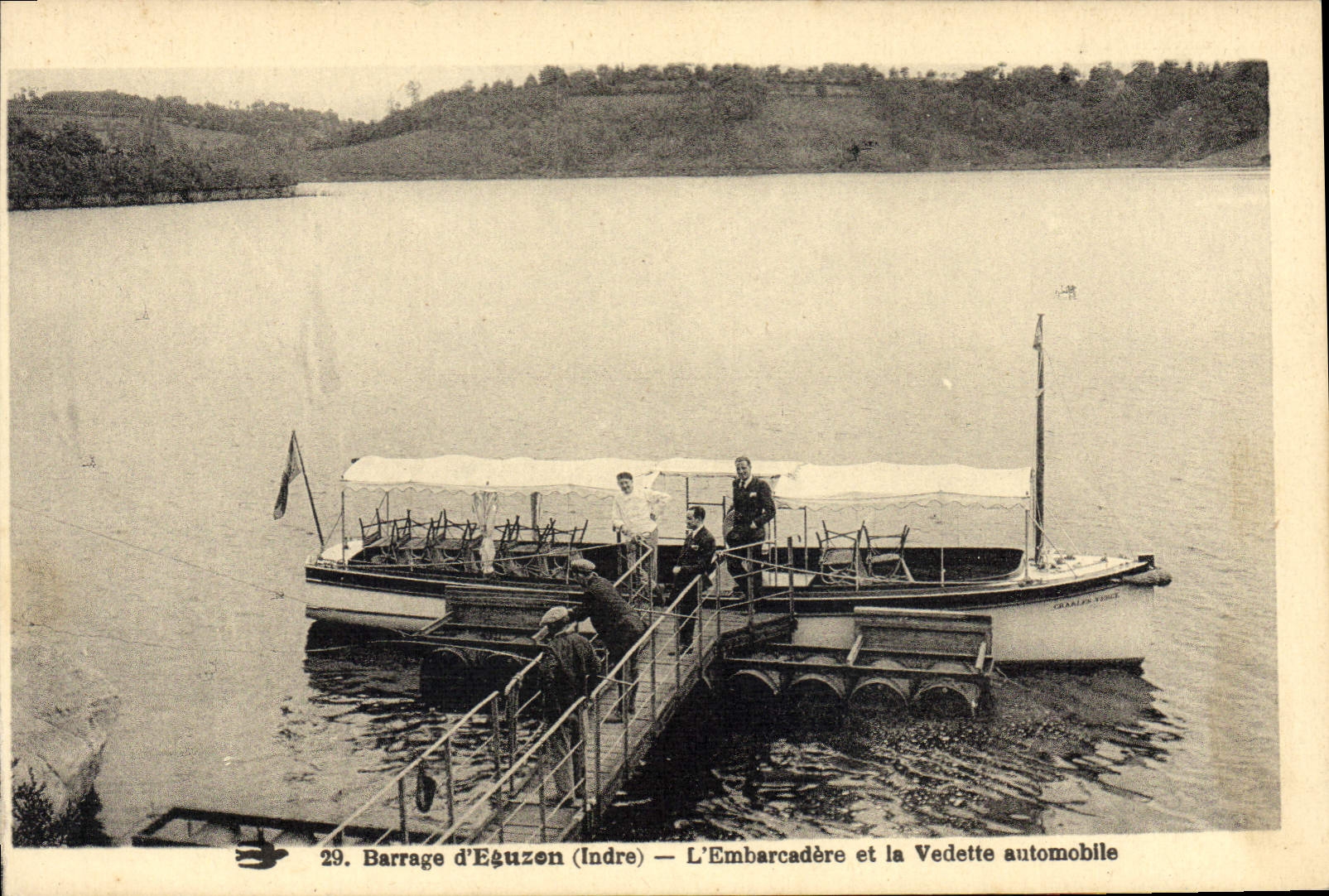 Dam at Eguzen (Indre) — The Embarkation Pier and the Motor Launch — CHARLES VIGNE