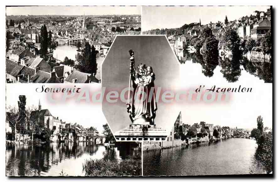 Argenton-sur-Creuse — general view and statue of the Good Lady — souvenir of Argenton