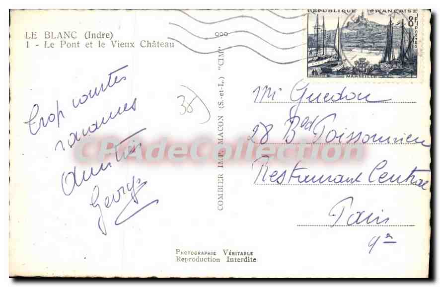 CPA Le Blanc Le Pont Et Le Vieux Chateau — Rückseite