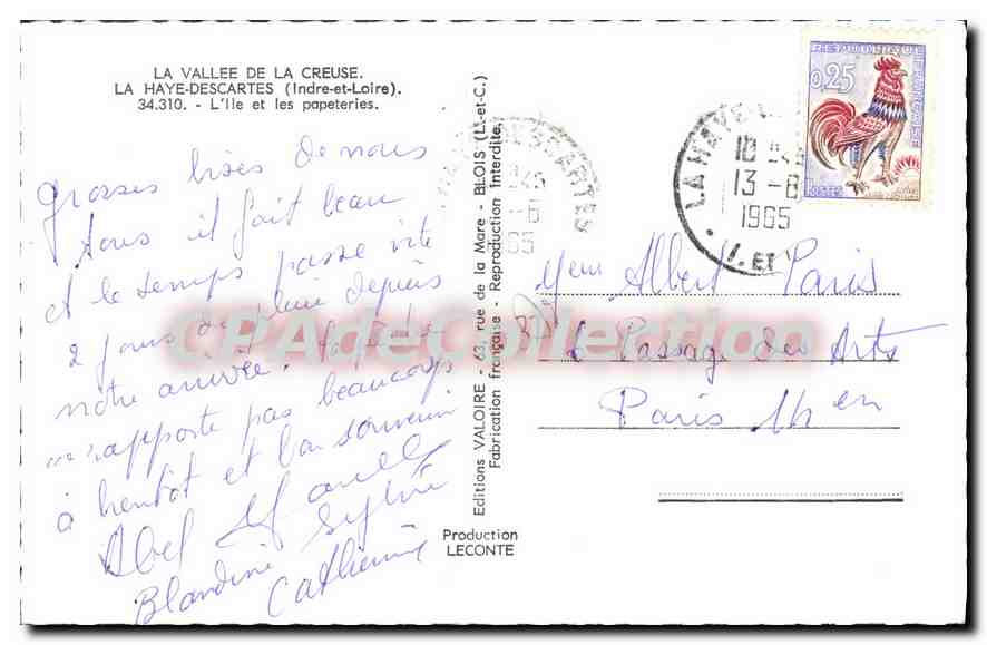 CPA La Haye Descartes L'Ile Et Les Papeteries — Rückseite