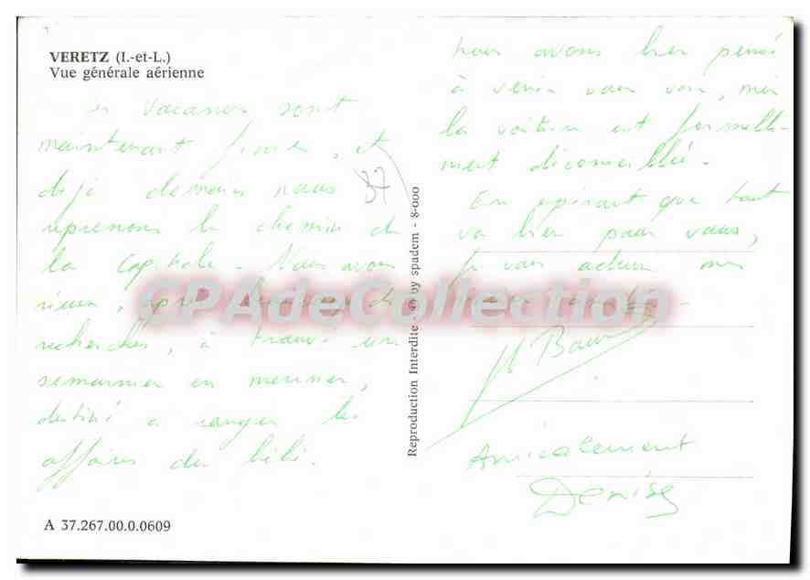 CPSM Veretz Vue Generale Aerienne — Rückseite