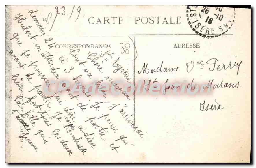 Grenoble — L'Hôtel de Ville — éditeur J. Guide, n°103 — Rückseite