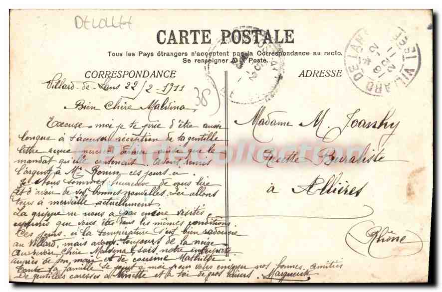 Villard-de-Lans - Place de la Nation - Hôtel de la Poste Imbert — Rückseite