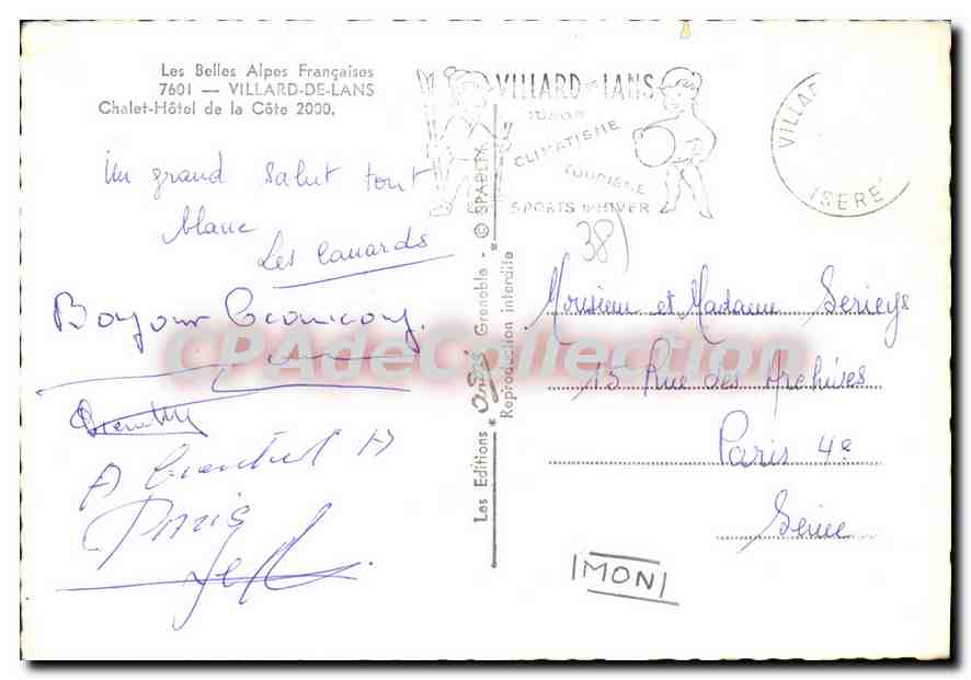 Chalet-Hôtel de la Côte 2000 — Altitude 2000 — Éditions Villard-de-Lans — Verso
