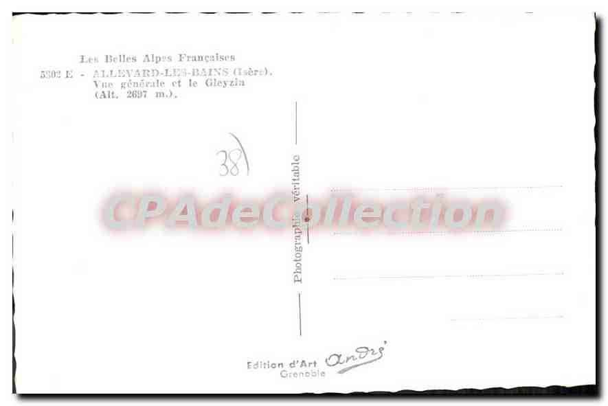 Allevard-les-Bains — vue générale et le Gleyzin — Édition d'Art Andre' Grenoble — Reverso