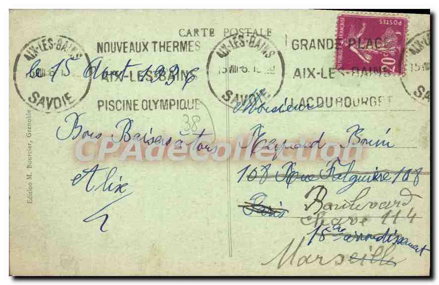 Allevard-les-Bains - Le Parc et le Casino — CPAdeCollection, n°457 — Rückseite