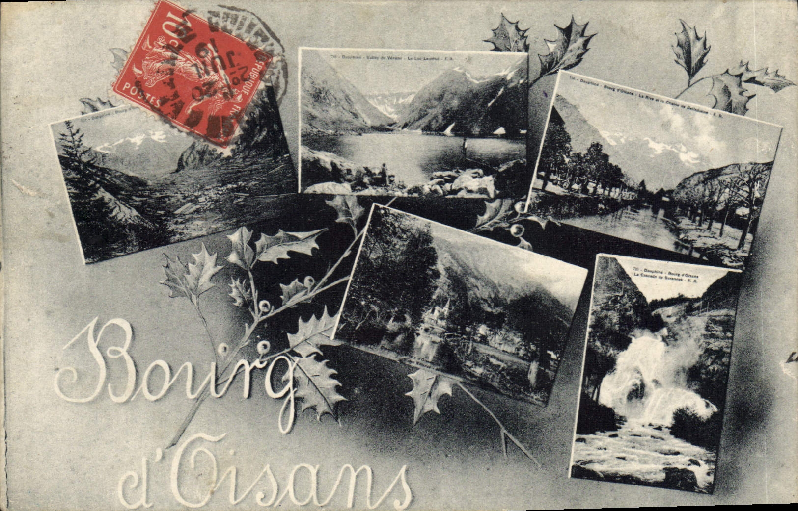 Bourg d'Oisans — Vue de plusieurs sites — Éditeur R. H. (R. H. - R. H.) - Anverso