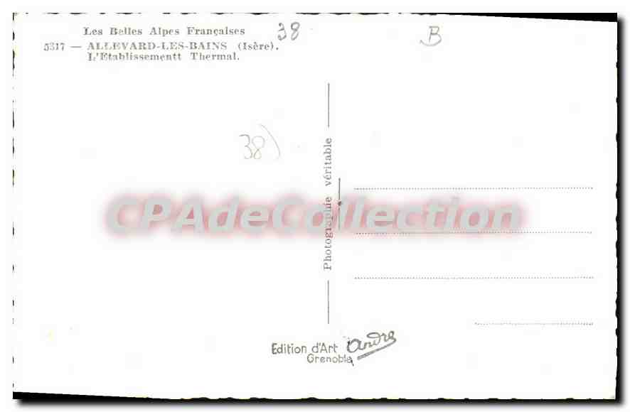 CPA Allevard Les Bains établissement thermal — Rückseite