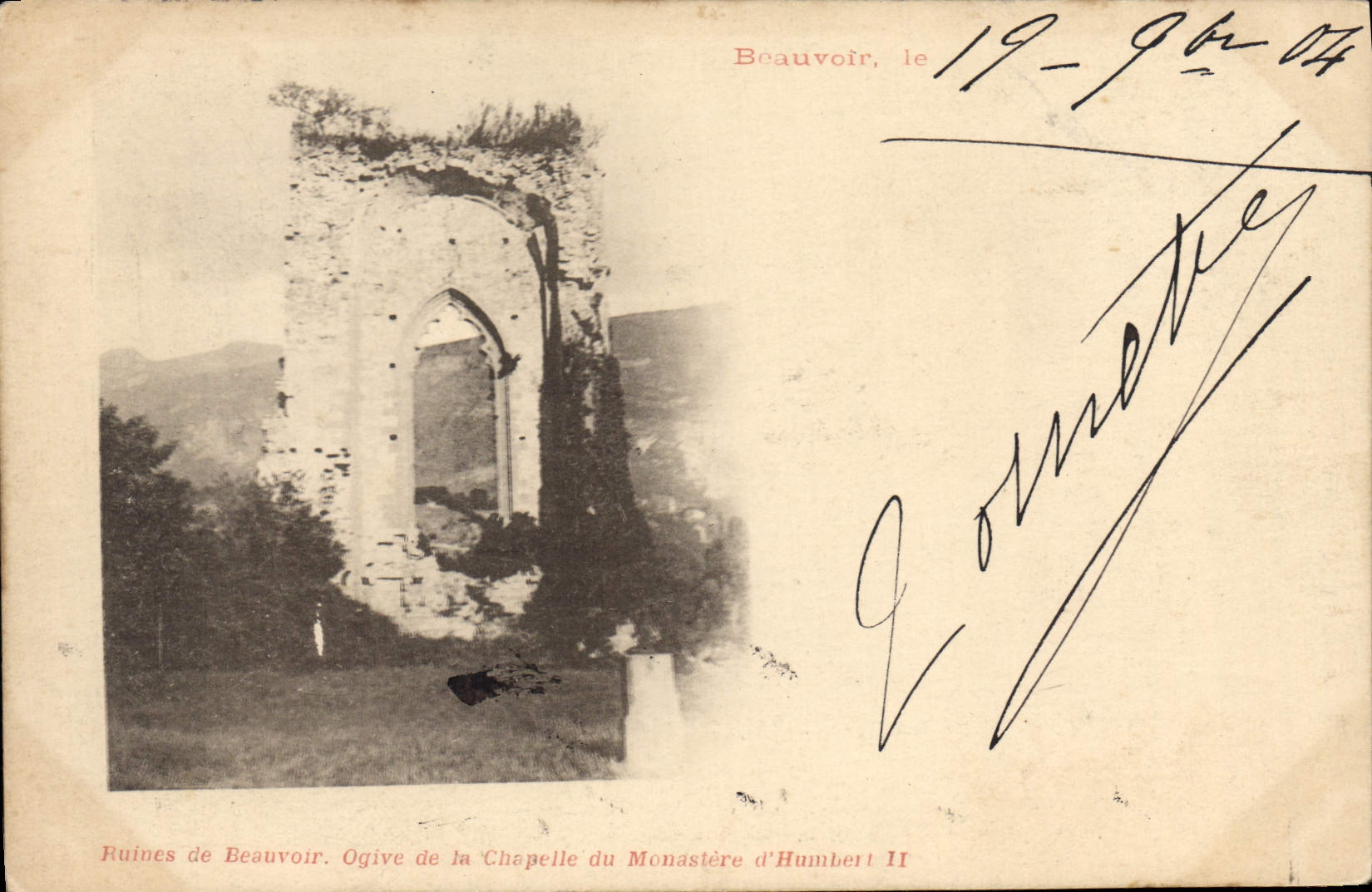 Ruines de Beauvoir — Ogive de la Chapelle du Monastère d'Humbert II — éditeur non visible