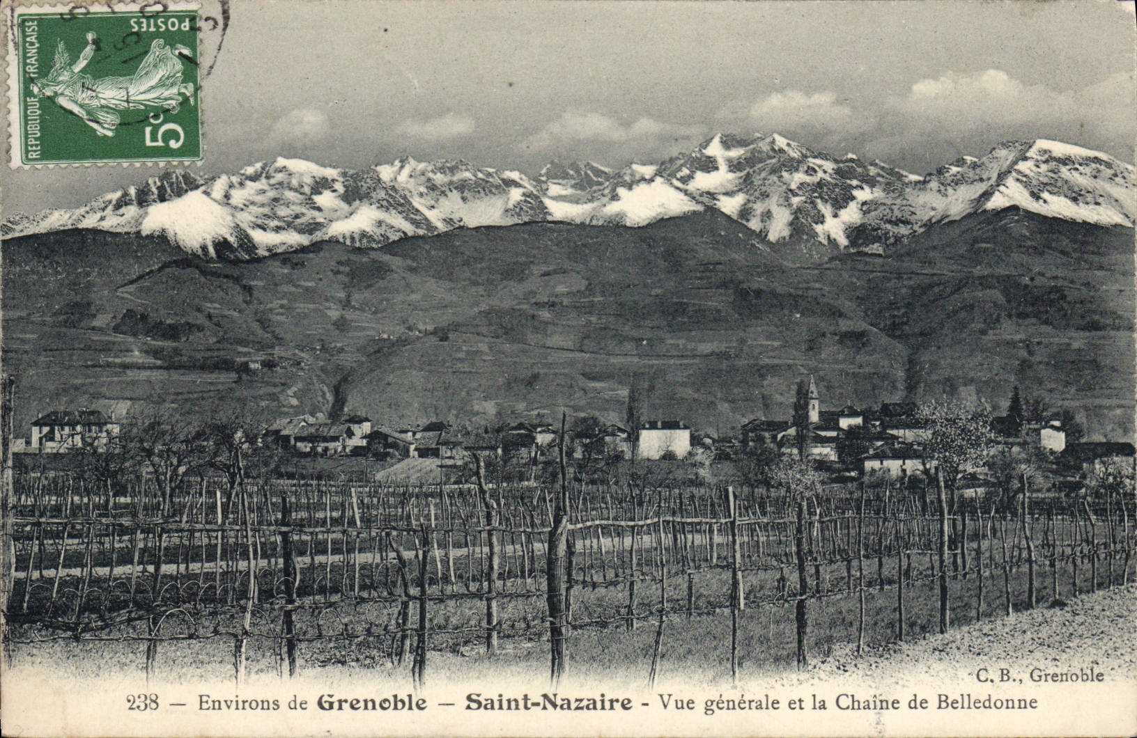 Um Grenoble — Saint-Nazaire — Allgemeiner Blick und die Belledonne-Kette — C.B., Grenoble