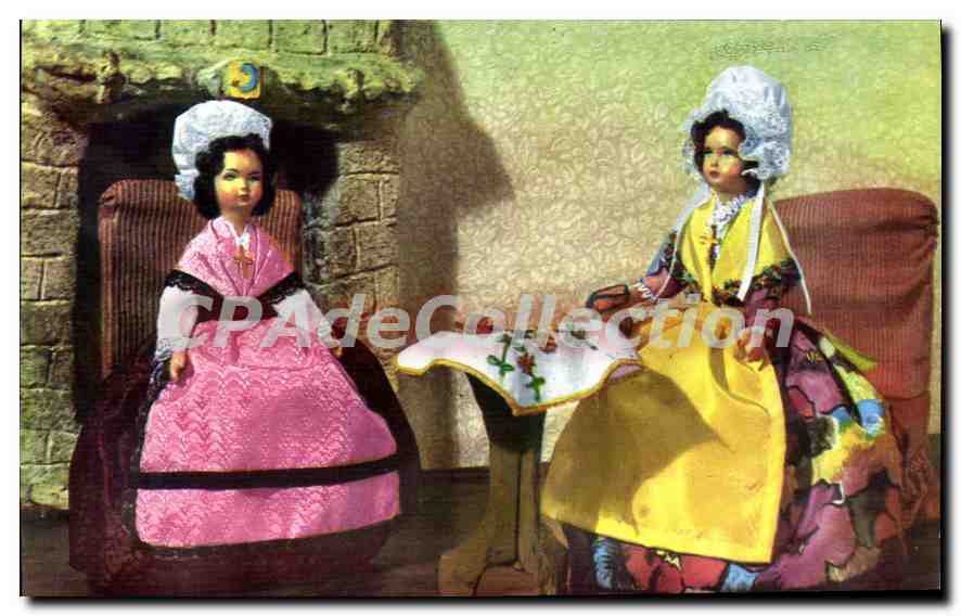 Zwei Puppen im traditionellen Kleid — Sammlung Dauphiné — Éditions Fousset, Grenoble