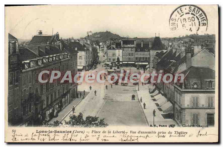 Lons-le-Saunier (Jura) — Plaza de la Libertad — Vista general tomada desde el Teatro — Cliché R. Chapuis