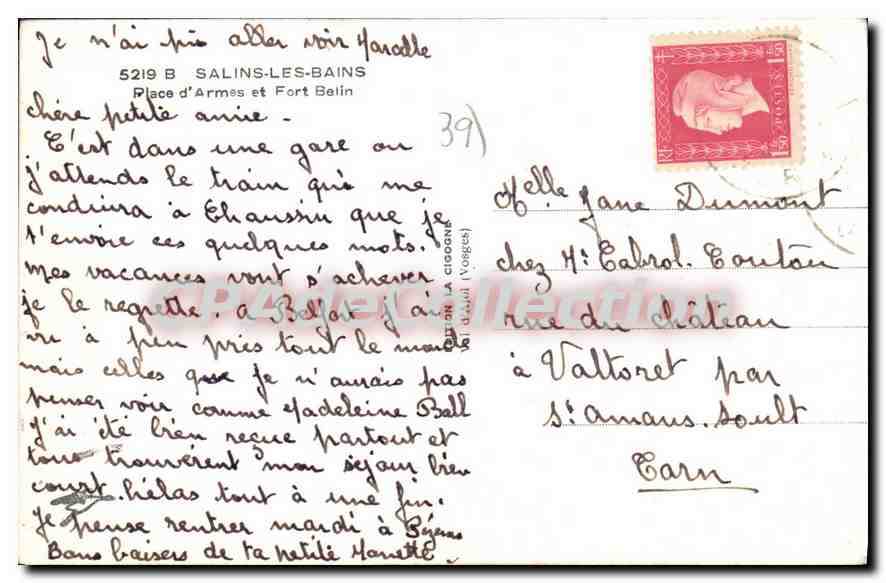 Place d'Armes et Fort Belin — Salins-les-Bains — éditeur inconnu, n° de série 5219 B — Achterkant