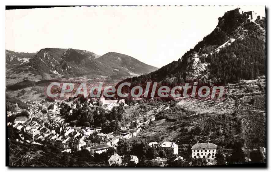 Salins-les-Bains — Vue générale : Le Fort Belin et le Mont Poupon — Imprimerie BOURGEOIS, Chalon-sur-Saône