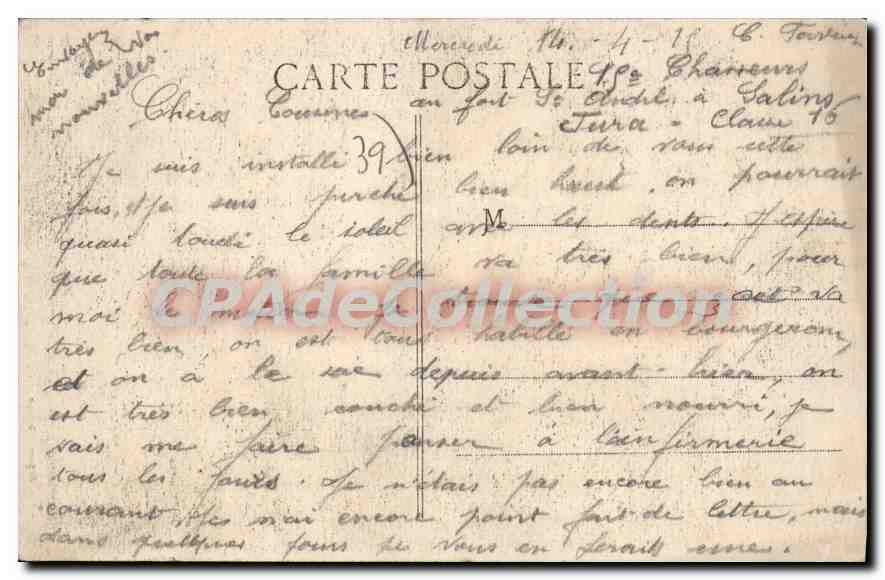Salins-les-Bains (Jura) — Le Fort Belin (alt. 580 m) — éditeur non identifié, n° de série 3 — Verso