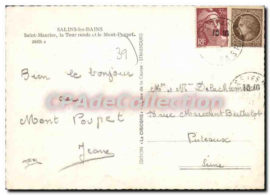 Saint-Maurice, la Tour ronde et le Mont-Poupet — Édition La Cigogne, Strasbourg — Achterkant
