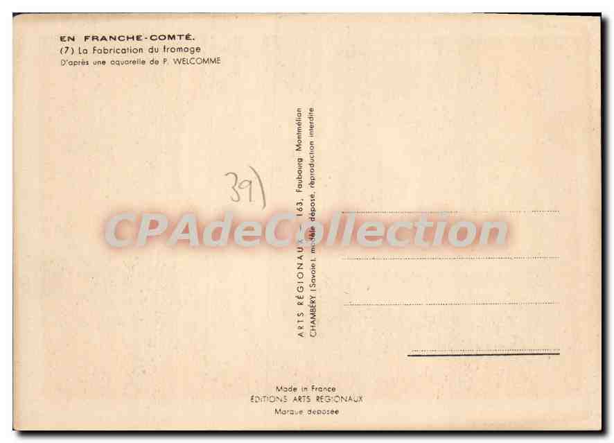 CPSM fabrication du fromage D'Apres Une Aquarelle de WELCOMME — Verso