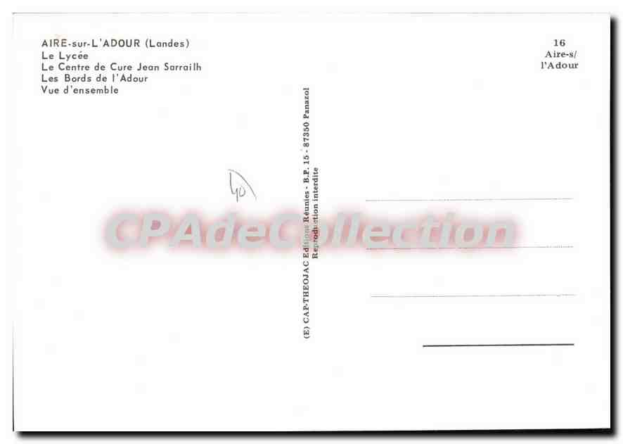 CPSM Aire Sur Adour Le Lycee Le Centre De Cure Jean Sarrailh — Verso