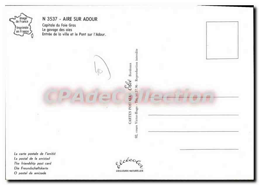 CPSM Aire Sur Adour Capitale Du Foie Gras — Verso