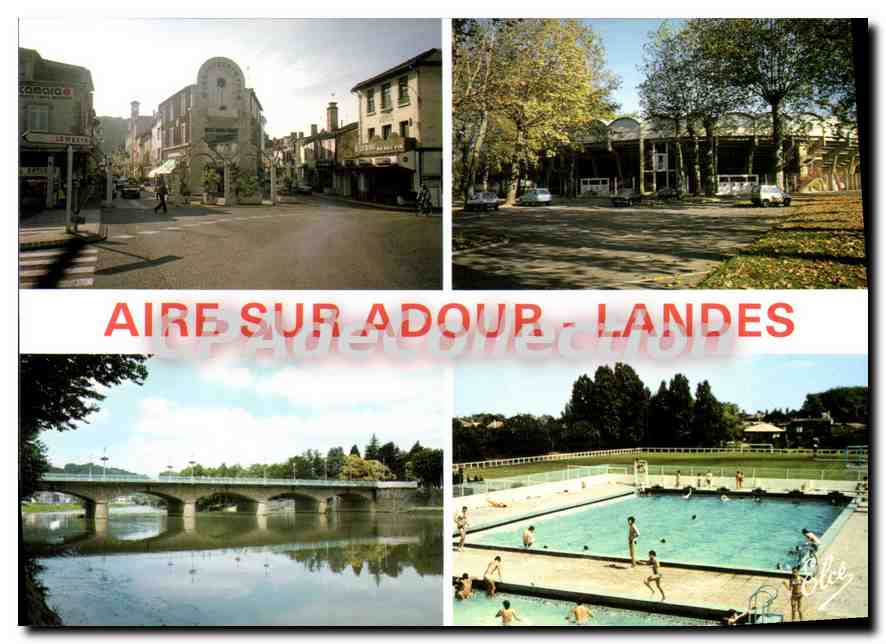 CPSM Aire Sur Adour Le Centre Ville Les Arenes