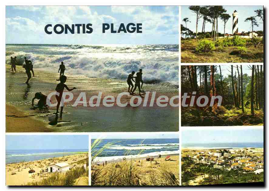Contis Plage — vue d'ensemble avec phare — Éditions Théo Jac, Limoges
