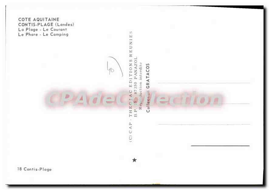 Contis-Plage — Côte Aquitaine (Landes) — CAPAC Éditions Panazol — Verso