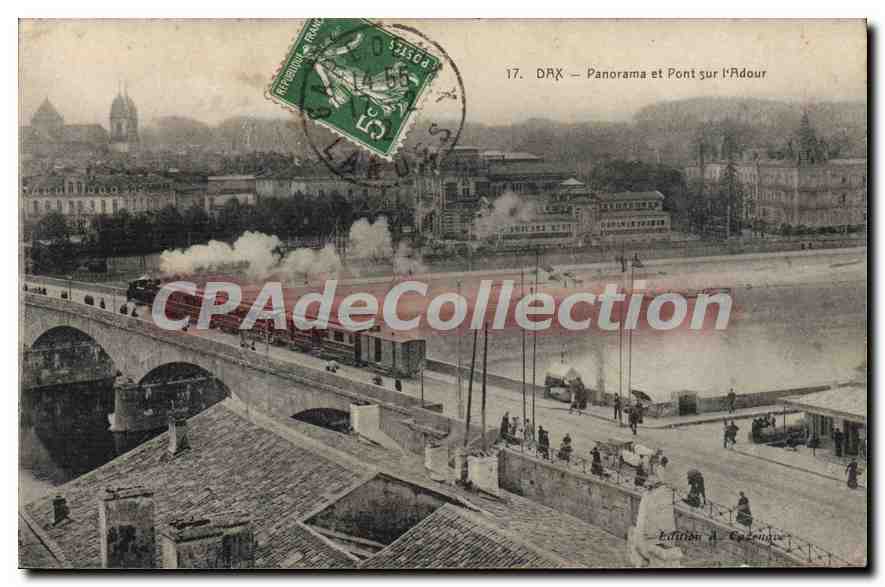 CPA Dax Panorama Et Pont Sur I'Adour train locomotive à vapeur