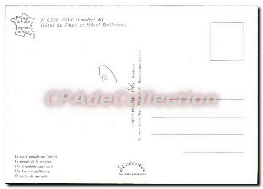 Hôtel du Parc — Dax (Landes) — Élécocolor — Verso