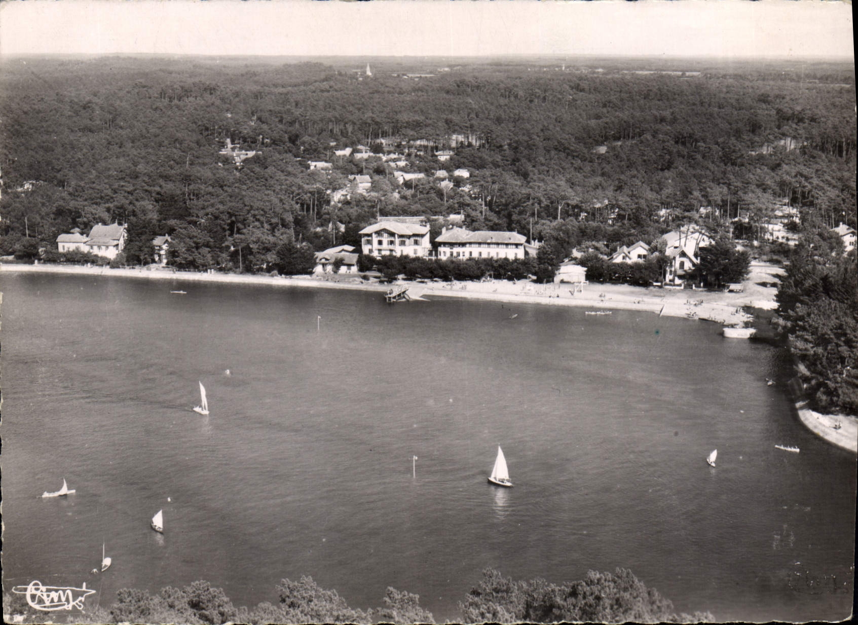 CPSM Hossegor Vue Aerienne Plage Sur Le Lac Marin