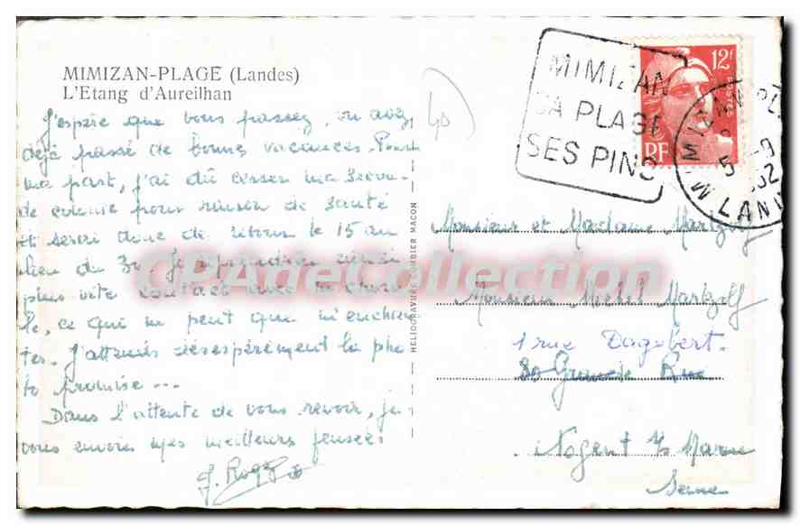 CPA Mimizan Plage L'Etang D'Aureilhan — Verso