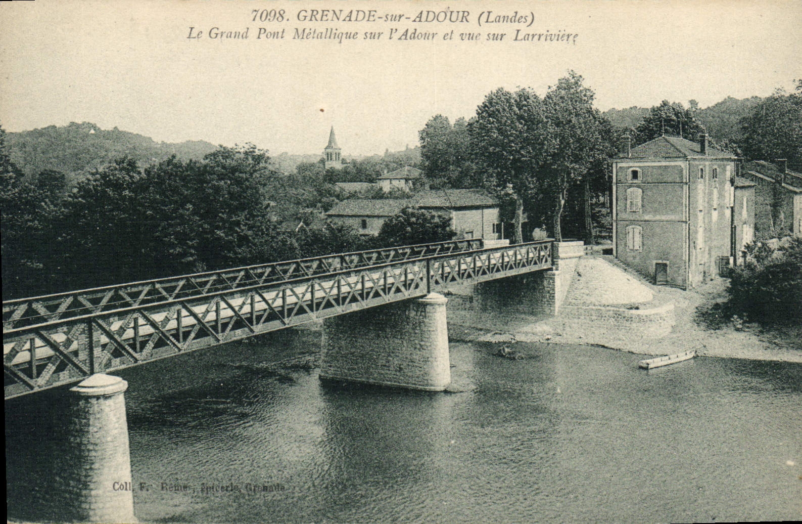 Grenade-sur-Adour (Landes) — Le Grand Pont Métallique sur l'Adour et vue sur Larrivière — Coll. Fr. Reiner, Spucerde, Grenade