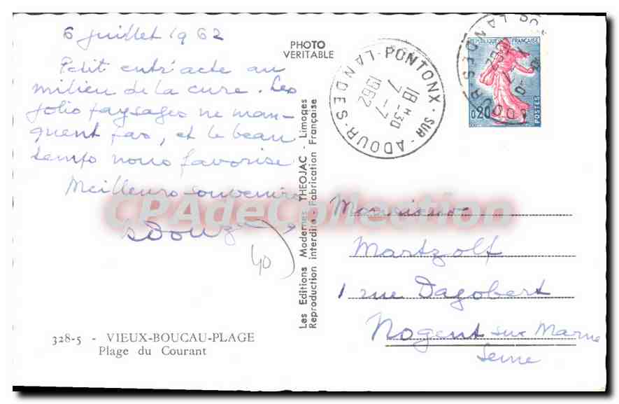 CPA Vieux Boucau Plage Du Courant — Rückseite