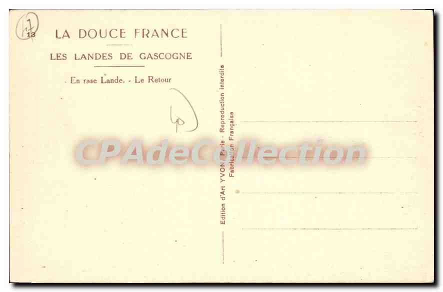 CPA Les Landes De Gascogne En Rase Lande Le Retour — Verso