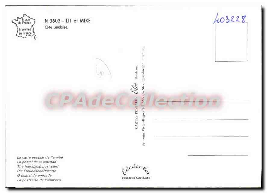 Lit et Mixe - Côte Landaise — Éditeur Elcée, n° 3603 — Reverso