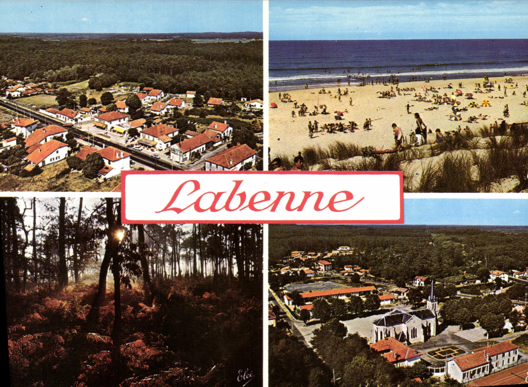 Labenne — vue aérienne, plage, forêt, église — Éditeur Élécé