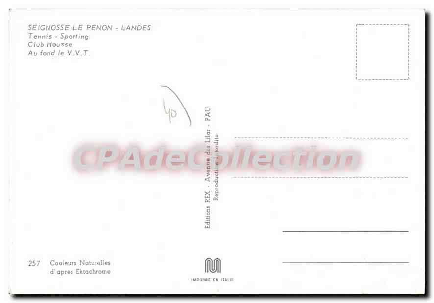 CPSM Seignosse Le Penon Tennis Sporting Club Housse — Verso