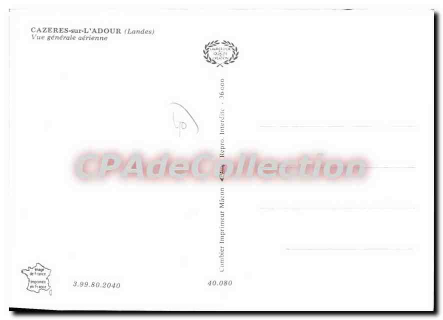 CPSM Cazeres Sur L'Adour Vue Generale Aerienne — Verso