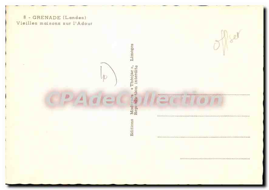 CPSM Grenade Vieilles Maisons Sur I'Adour — Verso