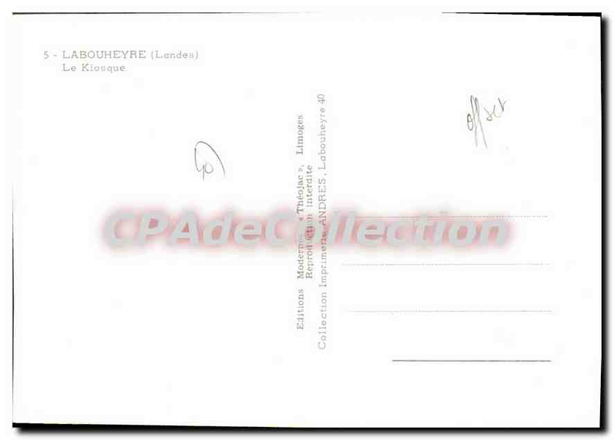 CPSM Labouheyre Le Kiosque — Verso