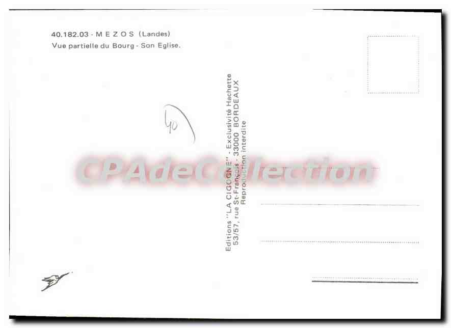 CPSM Mezos Vue Partielle Du Bourg Son Eglise — Verso