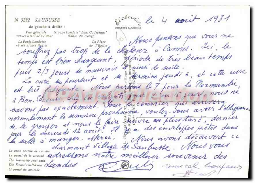 CPSM Saubusse Vue Generale — Verso