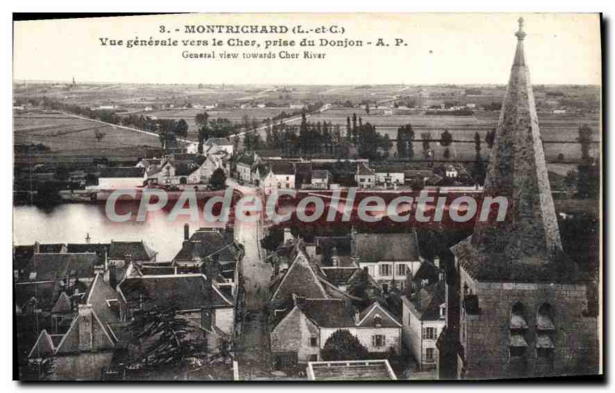 Montrichard (Loire-et-Loire) — vue générale vers le Cher, prise du Donjon - A. P.