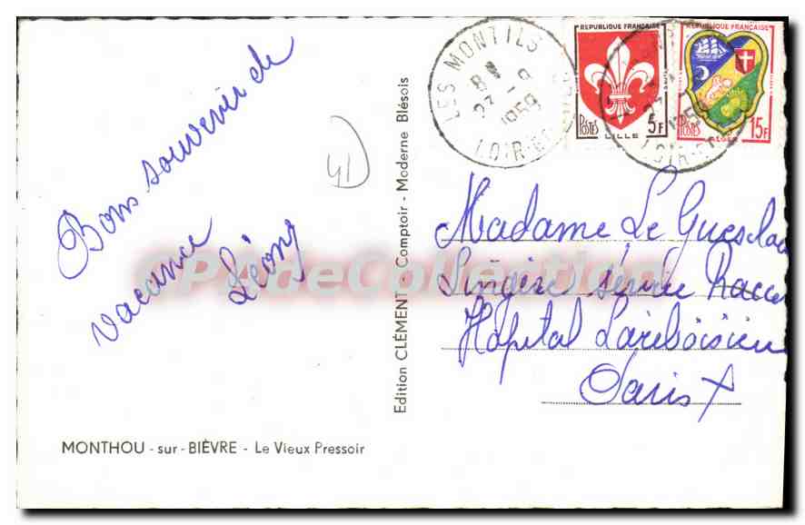 CPA Monthou Sur Bievre Le Vieux Pressoir — Rückseite