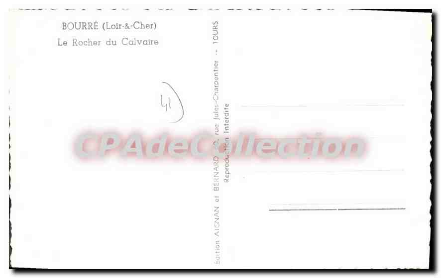 CPA Bourre Le Rocher du Calvaire — Verso