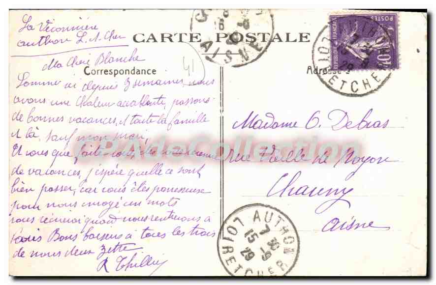 CPA Chateau de Blanchamp Authon — Verso
