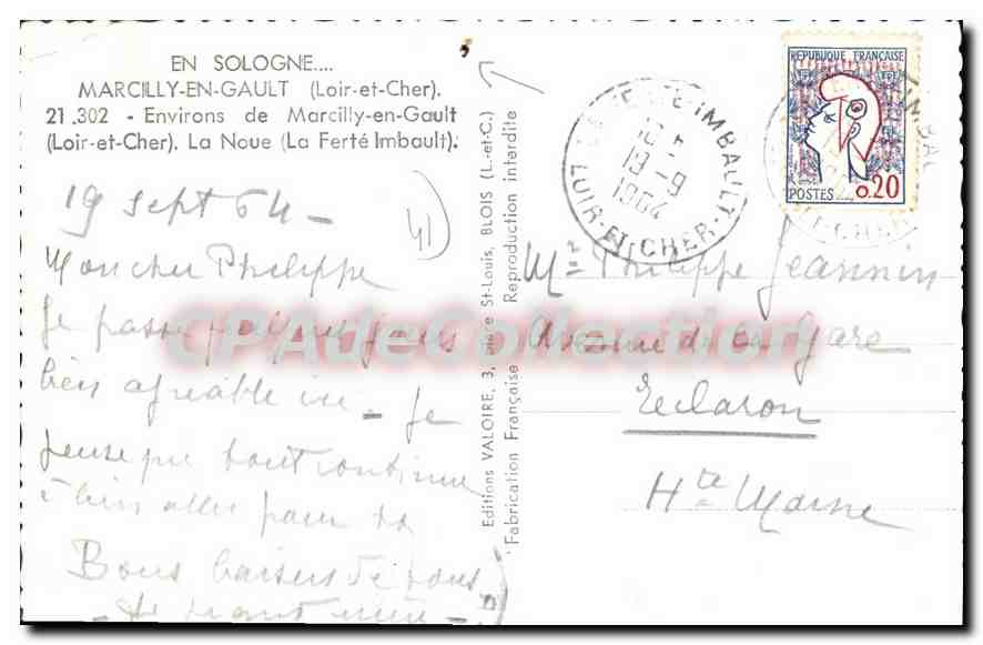 CPA Marcilly En Gault Environs de Marcilly en Gault La Noue — Verso