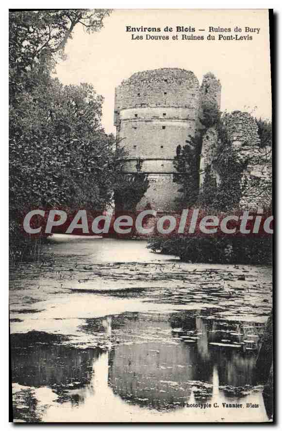 Omgeving van Blois — Ruïnes van Bury — De Douves en Ruïnes van het Pont-Levis — Phototype C. Vannier, Blois