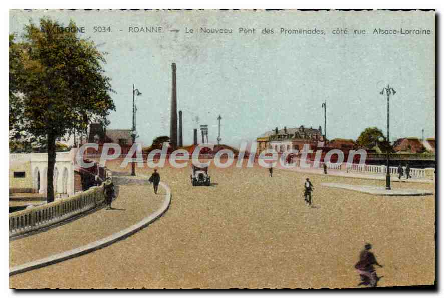 CPA Roanne Le Nouveau Pont des Promenades Cote rue Alsace Lorraine